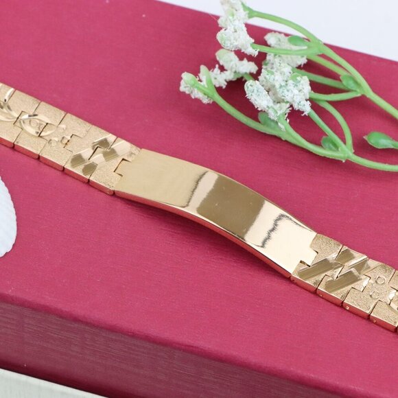 "Sleek Rose Gold Plated Bracelet in Polished Bold Panel Design, XPBL1133 - Picture 11 of 12